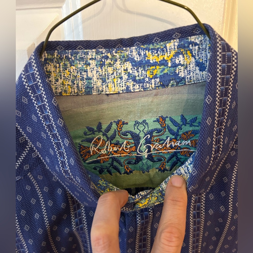 Robert Graham Navy Star embroidered Pattern Shirt